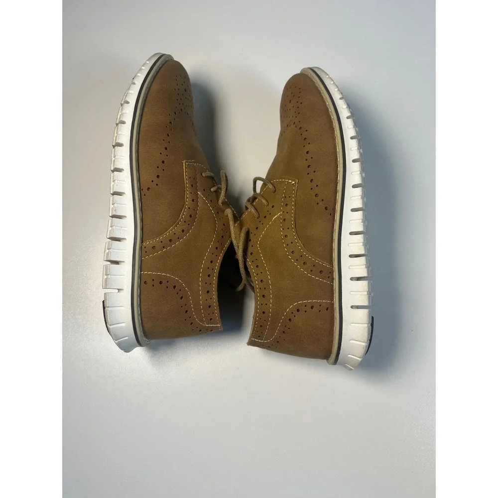 Steve Madden Kids Brown Faux‎ Leather Lace Up Oxford Dress ShoesSz 4 unisex